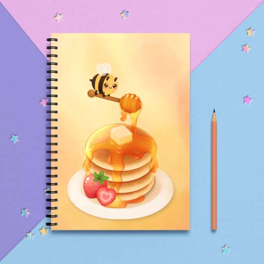 Honey Bee Pancakes Spiral Notebook