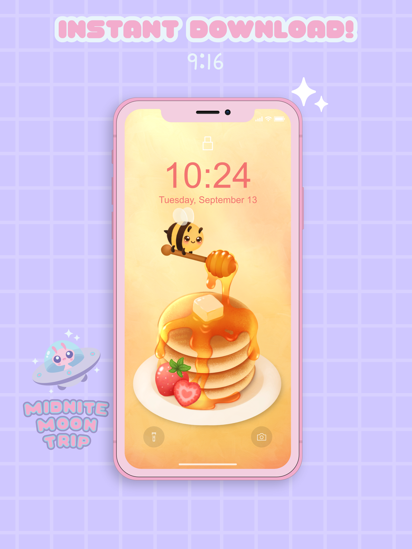 Honey Bee Pancakes Phone Wallpaper