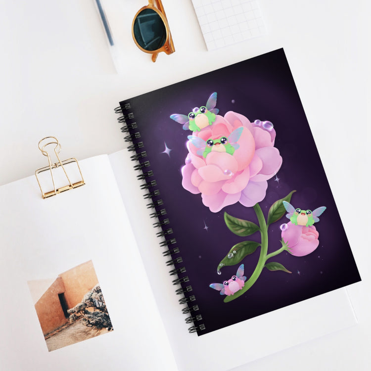 Fairy Frogs on a Peony Flower Spiral Notebook