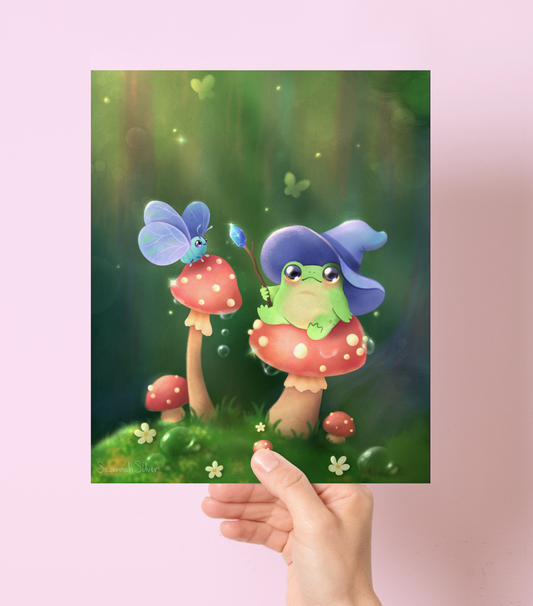 Wizard Frog and Friend Art Print 9" x 11"