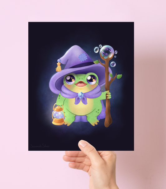 Wizard Frog Art Print 9" x 11"