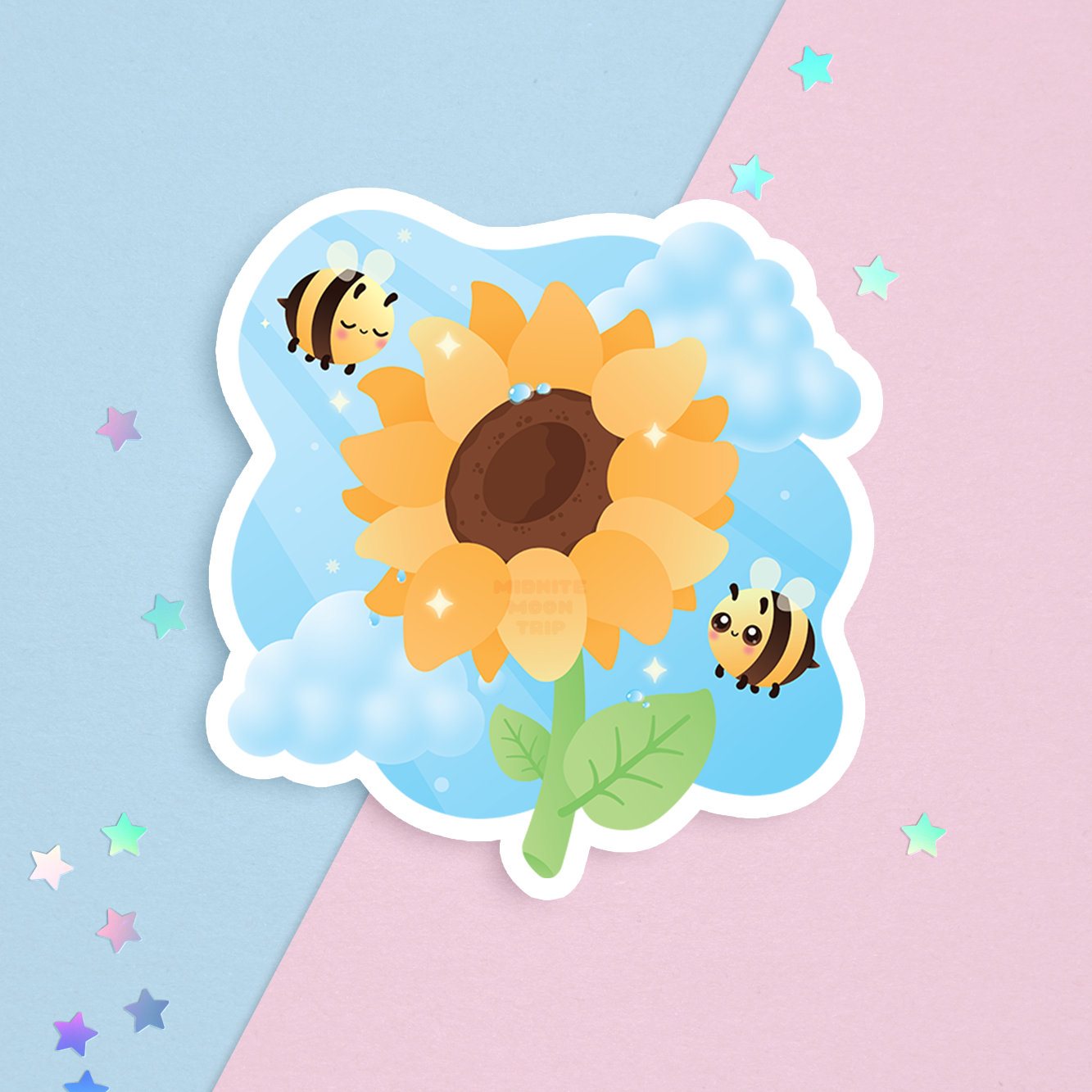 Sunflower Bees Sticker