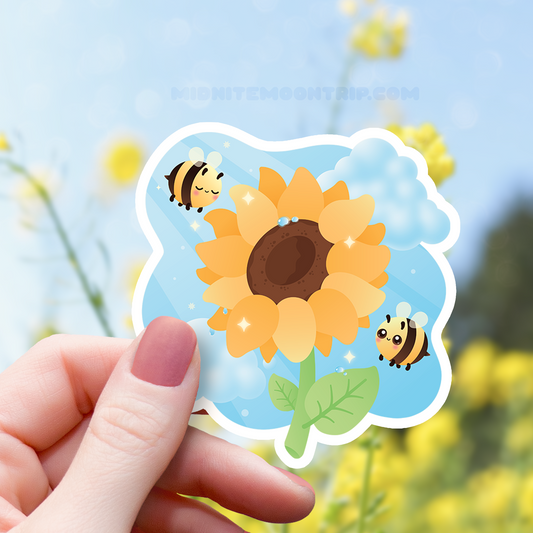 Sunflower Bees Sticker