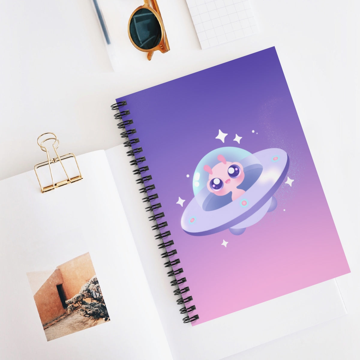 Cute Pink Alien Spiral Notebook