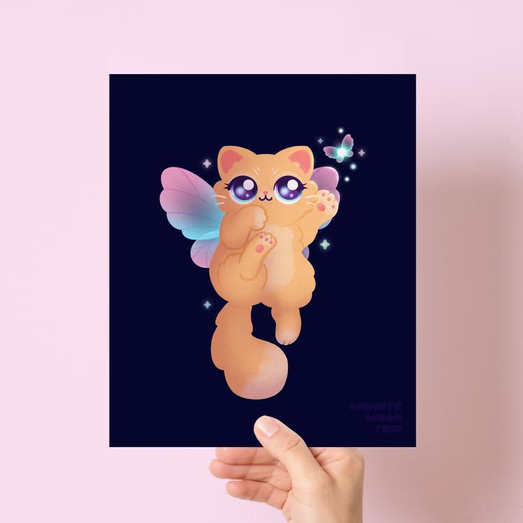 Fairy Cat Art Print 9" x 11"