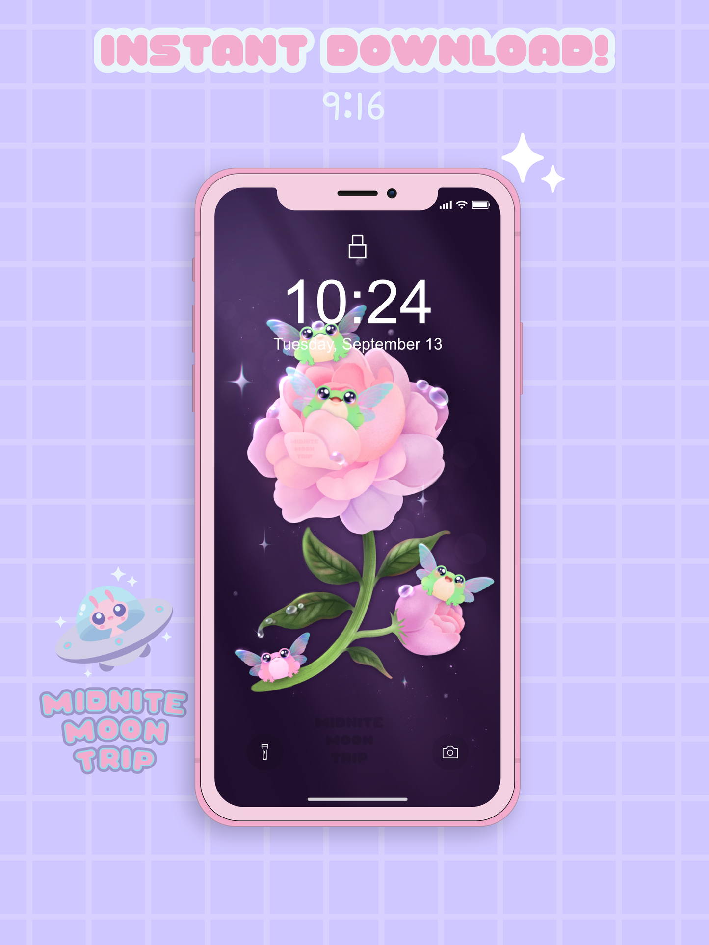 Fairy Frogs on a Peony Flower Phone Wallpaper