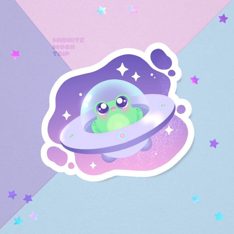 Cute Frog Alien Sticker