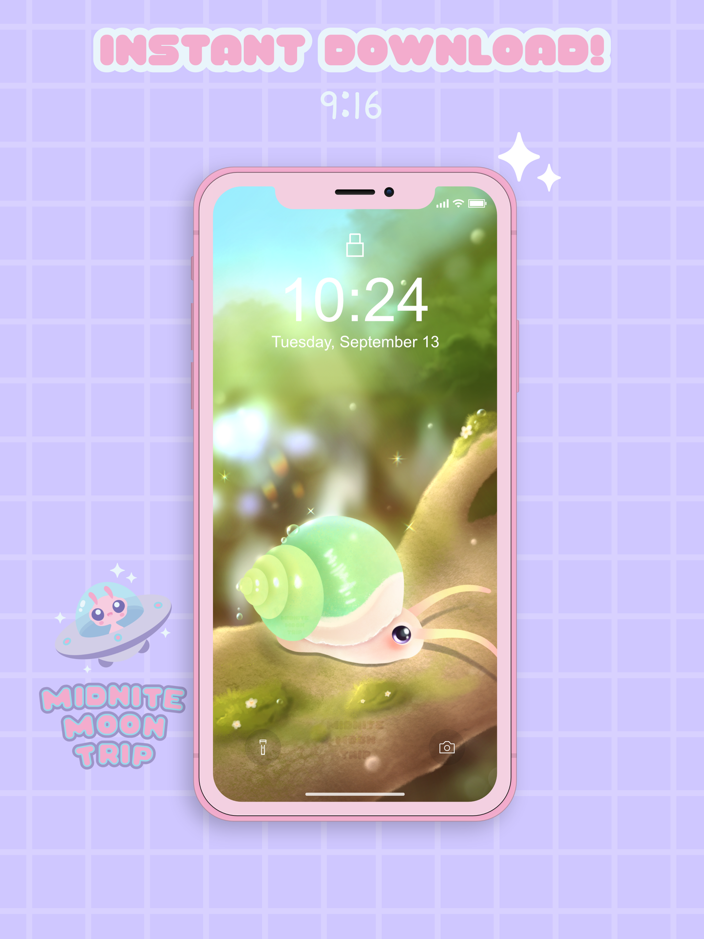Cute Green Snail Phone Wallpaper