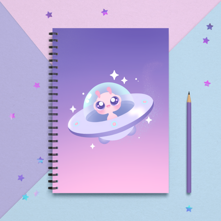 Cute Pink Alien Spiral Notebook
