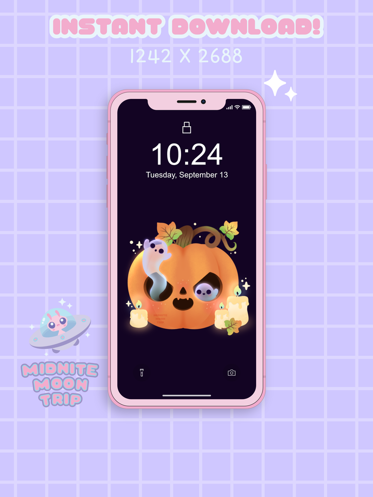 Pumpkin Ghosts Phone Wallpaper