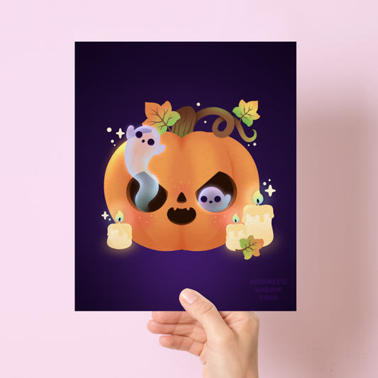 Pumpkin Ghosts Art Print 9" x 11"