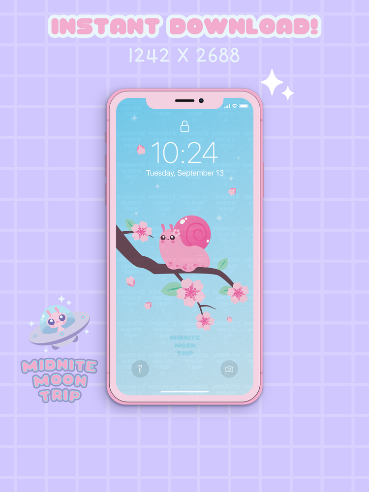 Sakura Snail Phone Wallpaper