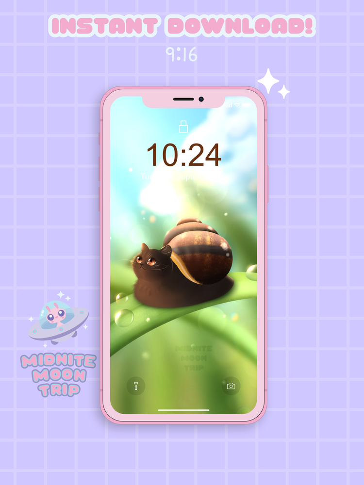 Snail Cat Phone Wallpaper
