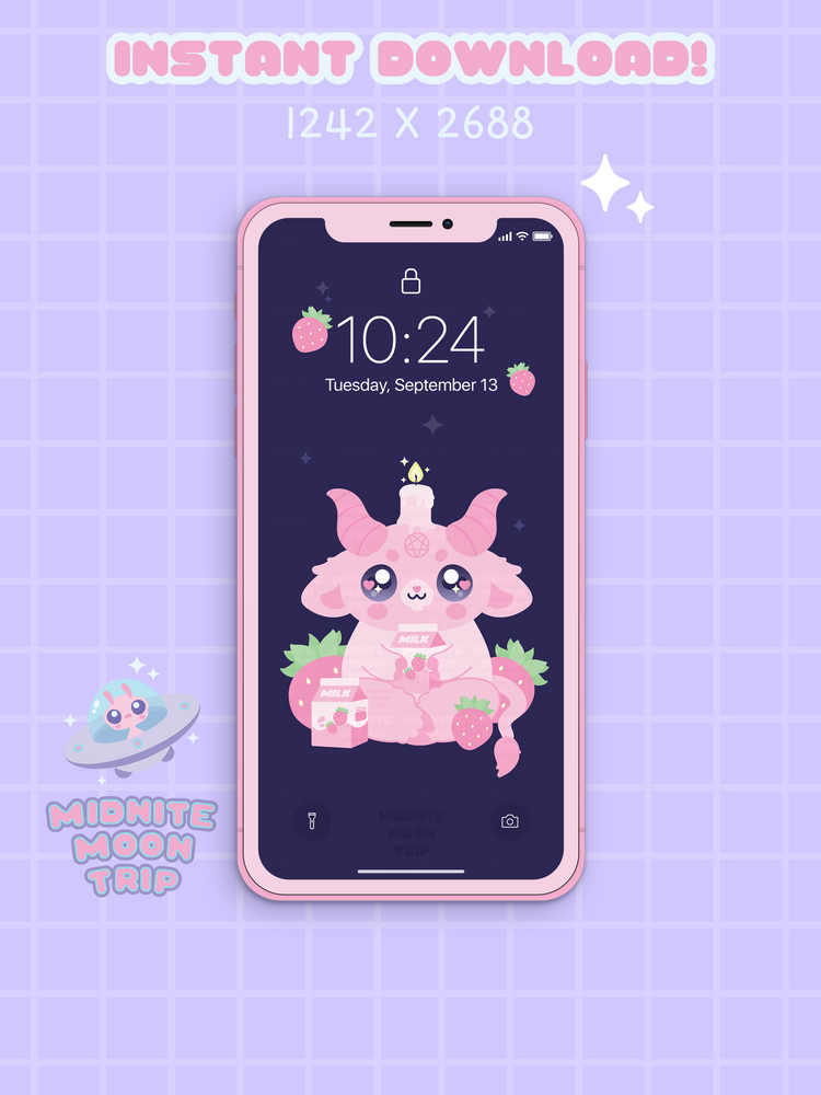 Strawberry Milk Baphomet Phone Wallpaper