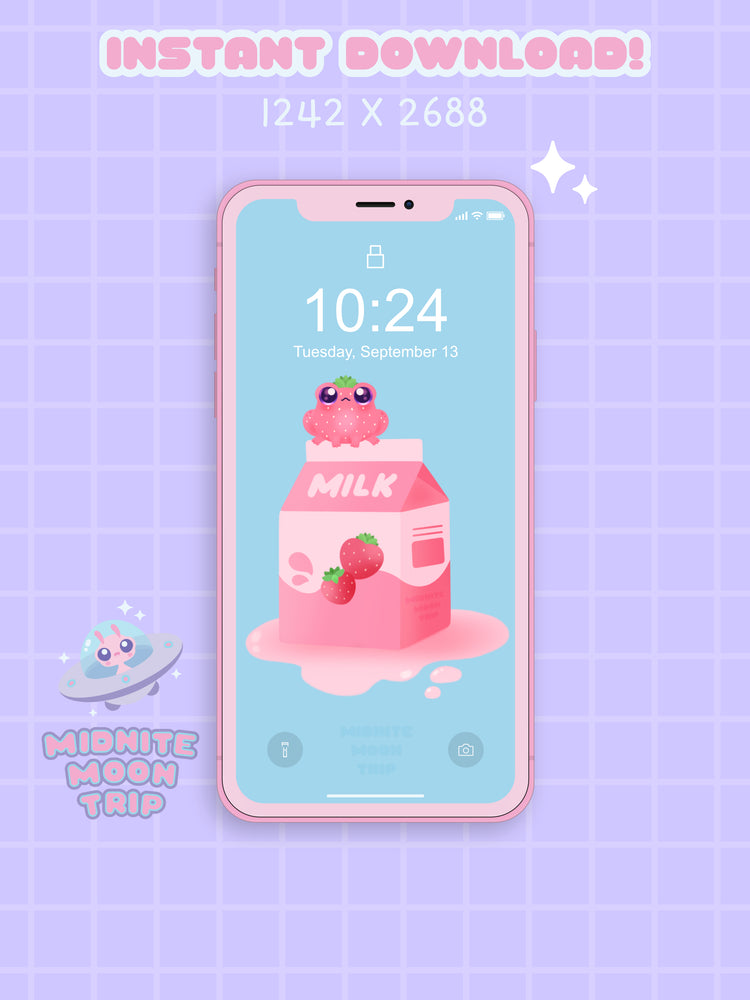 Strawberry Milk Frog Phone Wallpaper