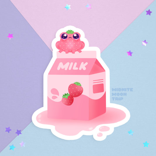 Strawberry Milk Frog Sticker