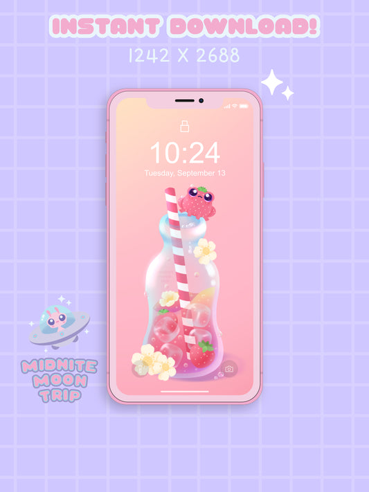 Strawberry Soda Frog Phone Wallpaper