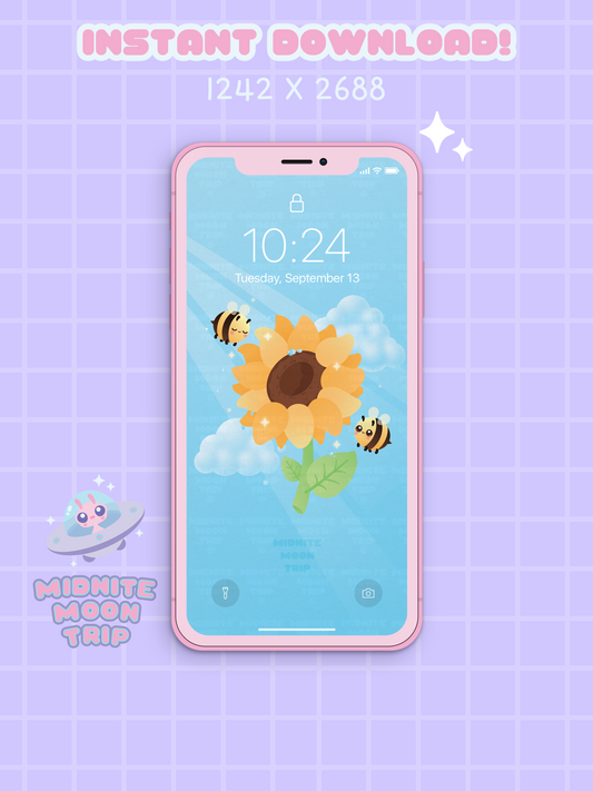 Sunflower Bees Phone Wallpaper