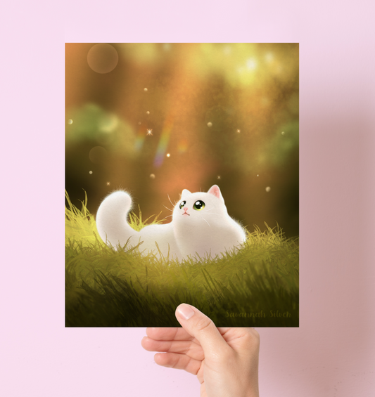 Sunshine Kitty Cat Art Print 9" x 11"