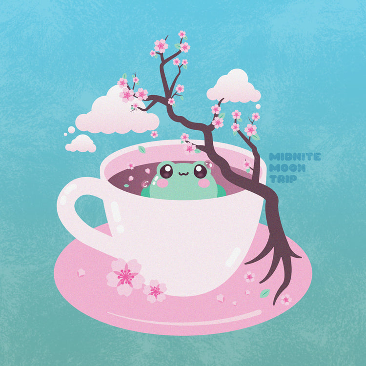 Sakura Tea Frog Sticker
