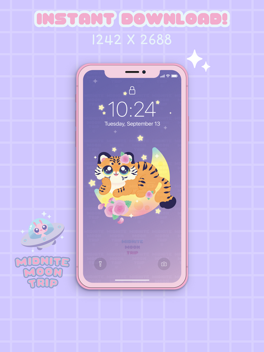 Tiger Moon Phone Wallpaper